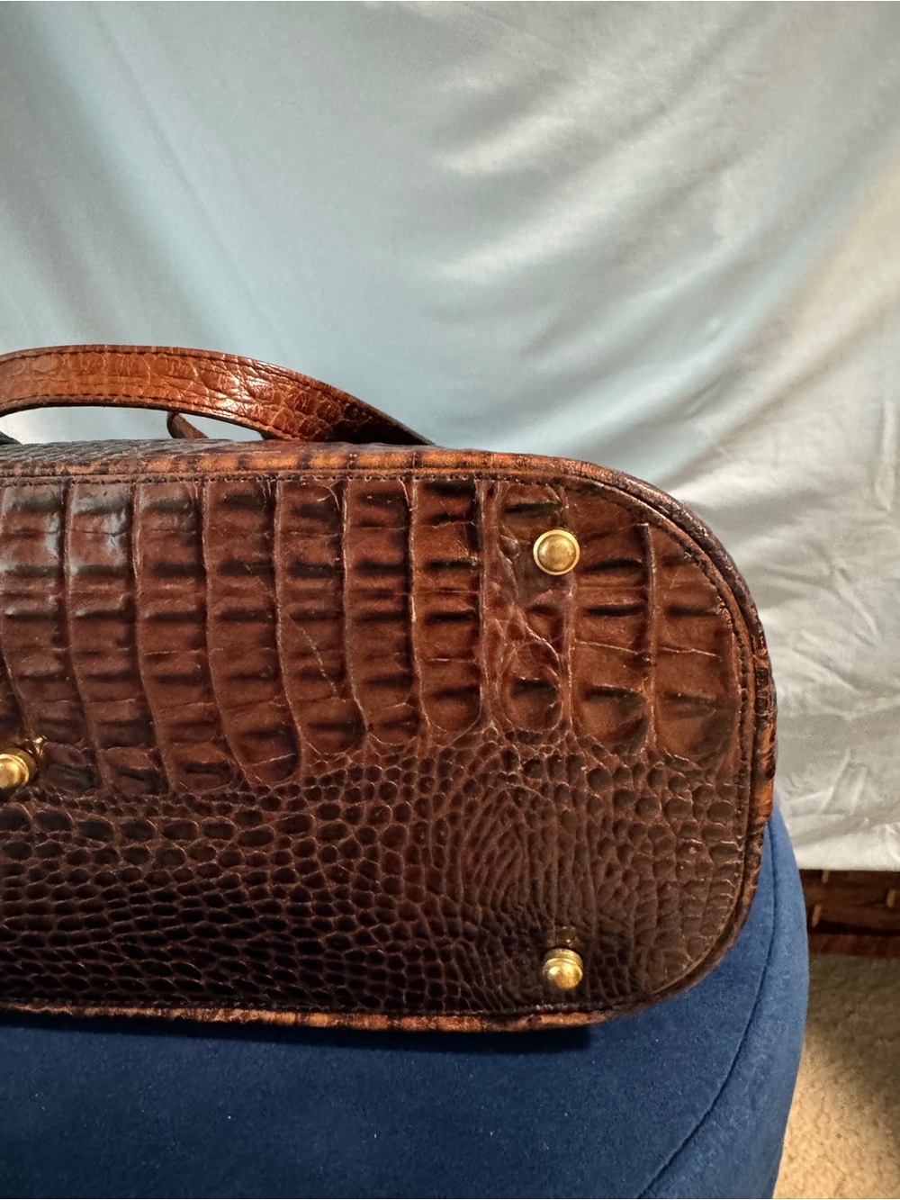 Brahmin Tuscan Collection Tote Shoulder Bag Black Leather Brown Croc Embossed - Picture 5 of 16